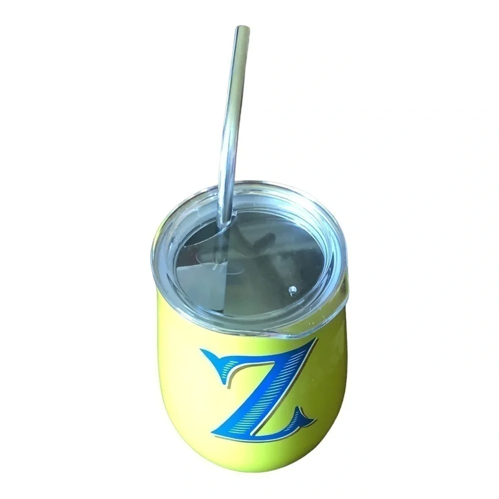 11oz Stainless Steel “Z” Monogram Vine Tumbler With Straw& Lid Brand O…